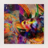 女性の混合メディアコラージュ ジグソーパズル (横)