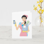 女性の清掃 カード (黄色い花)