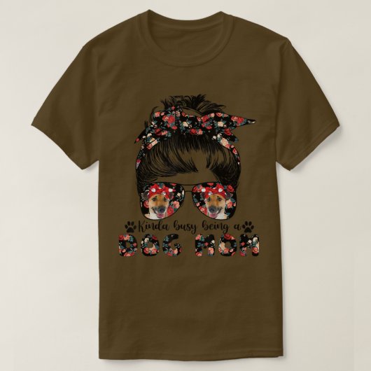 女性の滑らかなテリア犬ママ乱雑Bun髪Gl Tシャツ (デザイン正面)