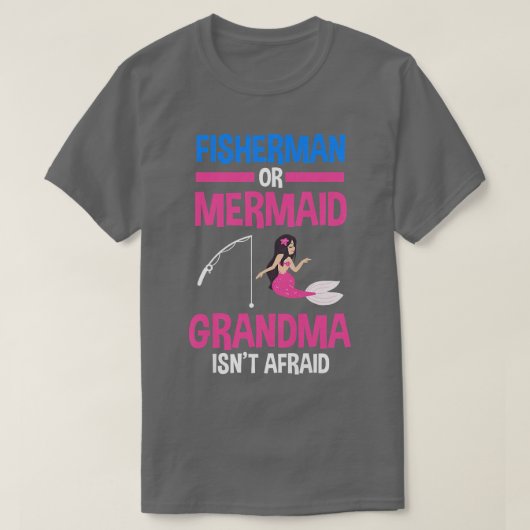 女性の漁師または人魚のおばあちゃんジェンダーの明け Tシャツ (デザイン正面)