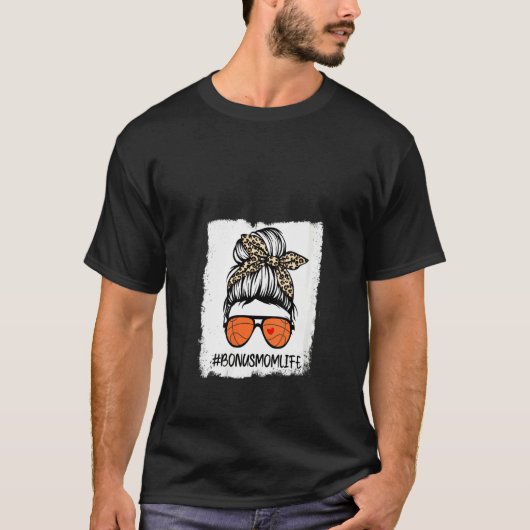 女性の漂白バスケットボールボーナママヒョウ乱雑 Tシャツ (正面)