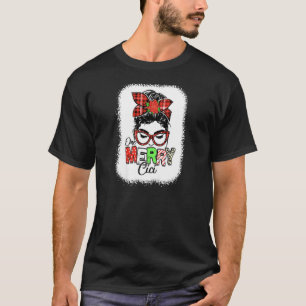 女性の漂白レッドプライド一メリー回Messy Bun Tシャツ