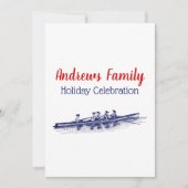 女性の漕ぎ手チーム 水上スポーツ 青 招待状 (正面)