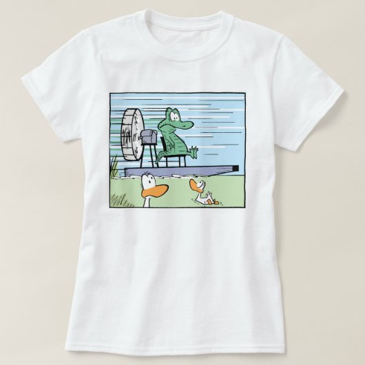 女性の漫画のワニのワイシャツ Tシャツ (デザイン正面)