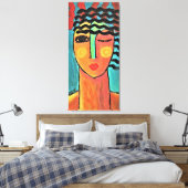 女性の熱波抽象芸術ポートレート キャンバスプリント (インサイチュ (寝室))