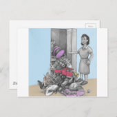 女性の物がクローゼットから落ちた ポストカード (正面/裏面)