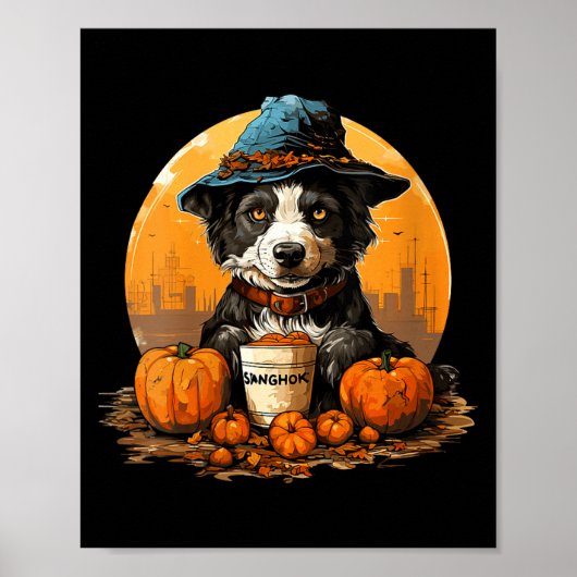 女性の犬のハロウィン ポスター (正面)