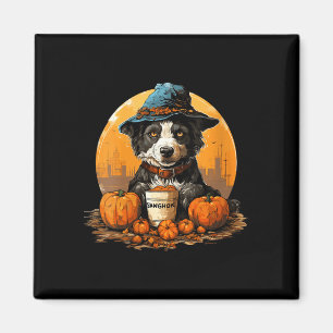 女性の犬のハロウィン マグネット