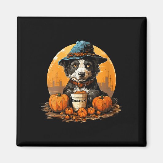 女性の犬のハロウィン マグネット (正面)