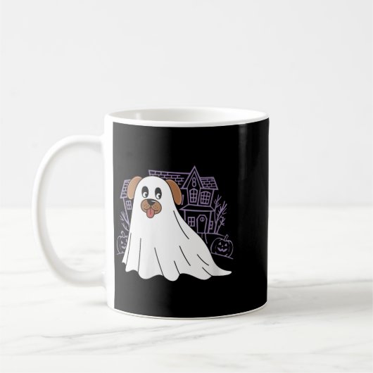 女性の犬の幽霊 かわいい犬の幽霊コスプレ 面白い コーヒーマグカップ (左)