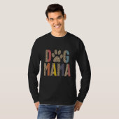 女性の犬ママパウレトロヒョウ柄の母 Tシャツ (正面フル)
