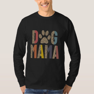 女性の犬ママパウレトロヒョウ柄の母 Tシャツ