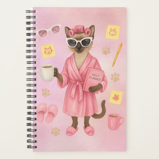 女性の猫が手帳を持っている プランナー手帳 (正面)