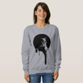 女性の猫のスエットシャツ: ぶら下がったなステンシル"" スウェットシャツ (正面フル)