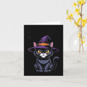 女性の猫態度 魔女 猫 面白い 黒猫 カード (黄色い花)
