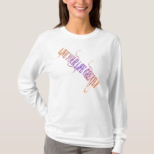 女性の生きている長袖の上 Tシャツ (正面)