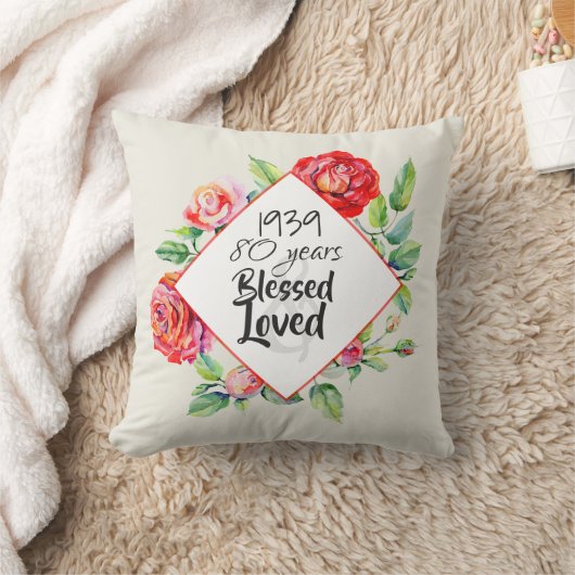 女性の生まれ年齢誕生日ギフトの追加バラ クッション (ブランケット)