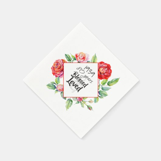 女性の生まれ年齢誕生日ギフトの追加バラ スタンダードカクテルナプキン (角)