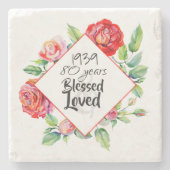 女性の生まれ年齢誕生日ギフトの追加バラ ストーンコースター (正面)
