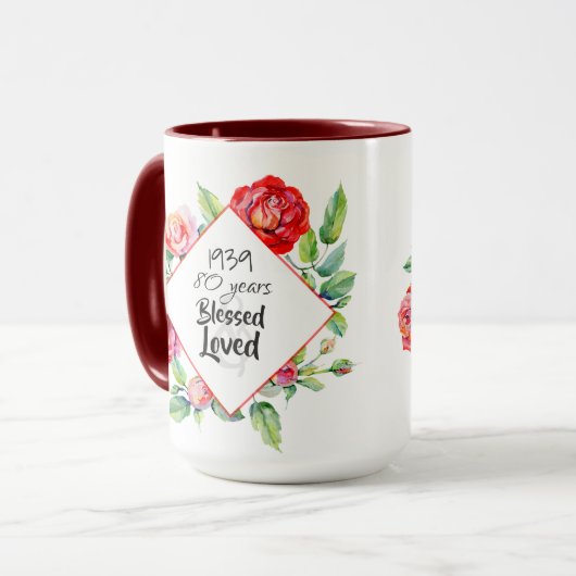 女性の生まれ年齢誕生日ギフトの追加バラ マグカップ (正面左)