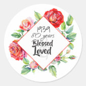 女性の生まれ年齢誕生日ギフトの追加バラ ラウンドシール (正面)