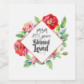 女性の生まれ年齢誕生日ギフトの追加バラ ワインラベル (シングルラベル)