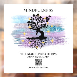 **女性の生活のツリーヨガ瞑想霊気 ウィンドウサイン