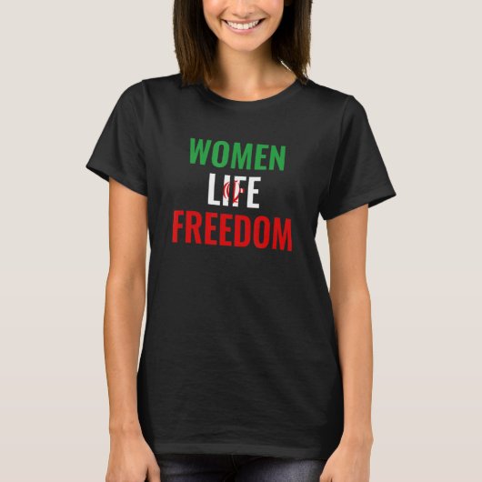 女性の生活の自由イラン国旗 Tシャツ (正面)