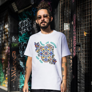 女性の生活の自由 ペルシャのタイル(緑) Tシャツ