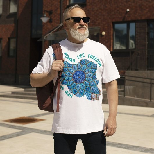 女性の生活の自由 | Persian Minakari Green Tシャツ