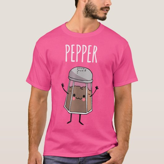 女性の男性と彼女のためのペッパー塩のマッチング Tシャツ (正面)