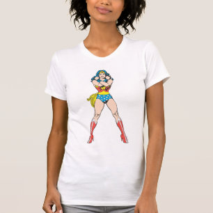 女性の疑問に思腕を組む Tシャツ