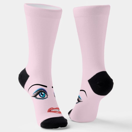 女性の目と唇 ソックス (傾斜あり)