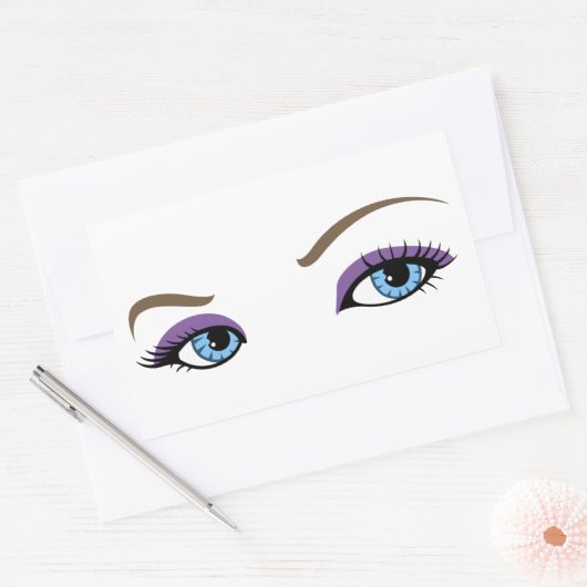 女性の目 長方形シール (封筒)