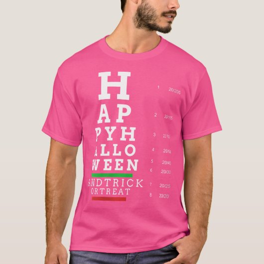 女性の眼科医のハロウィーンの目図 – 検眼法 Tシャツ (正面)