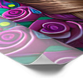 女性の砂糖スカルメイクアップ – 砂糖スカルアート ポスター (角)