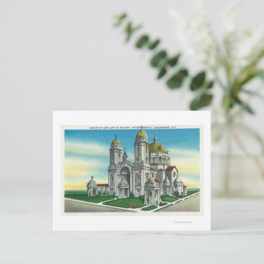 女性の神社の外観 ポストカード (スタンド正面)