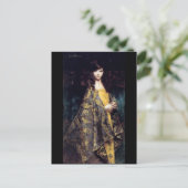 女性の神秘的なゴシック様式の黒い金ゴールド素晴らしアートジャカード ポストカード (スタンド正面)