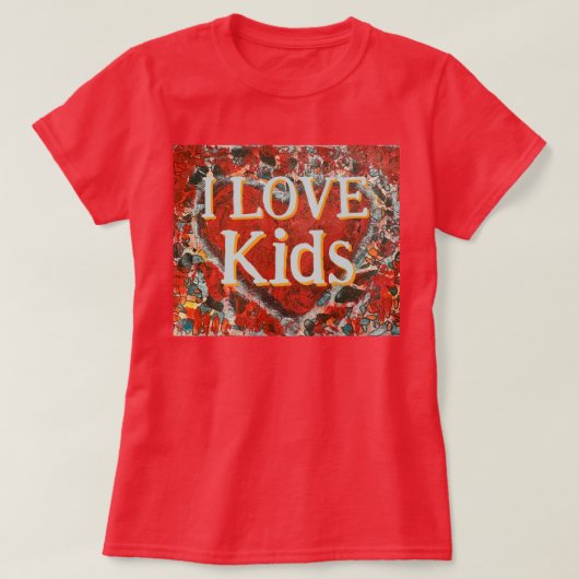 女性の私は子供を愛するバレンタインのハートTシャツ Tシャツ (デザイン正面)