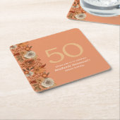 女性の秋の花サプライズ50誕生日 スクエアペーパーコースター (アングル)