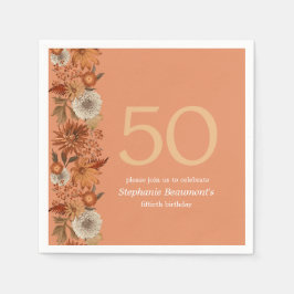 女性の秋の花サプライズ50誕生日 スタンダードカクテルナプキン