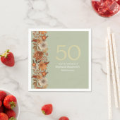 女性の秋の花サプライズ50誕生日 スタンダードカクテルナプキン (インサイチュ)