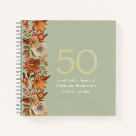女性の秋の花サプライズ50誕生日 ノートブック