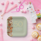 女性の秋の花サプライズ50誕生日 ペーパープレート (パーティー)
