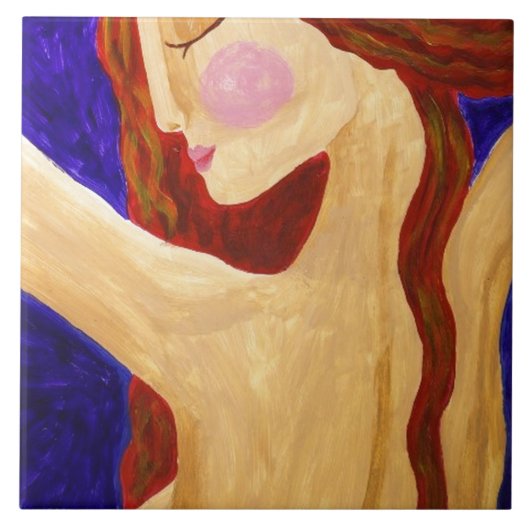 女性の穏やかな抽象芸術ポートレート タイル (正面)