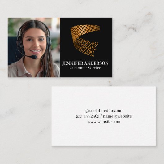 女性の笑顔カスタマーサービス | コールセンター 名刺 (正面/裏面)