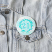 女性の第21誕生日の水の青く白い渦巻形の 缶バッジ (インサイチュ)