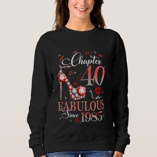 女性の第40章Fabulous Est 1985 40th B-day Que スウェットシャツ (正面)