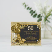 女性の素敵な50歳の誕生日パーティー 招待状 (スタンド正面)