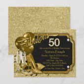 女性の素敵な50歳の誕生日パーティー 招待状 (正面/裏面)
